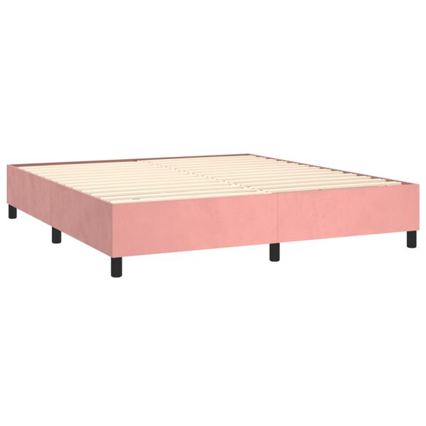 vidaXL Sommier &agrave; lattes de lit avec matelas Rose 180x200 cm Velours