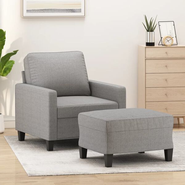 vidaXL Fauteuil avec repose-pied Gris clair 60 cm Tissu