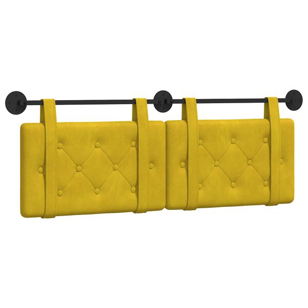 vidaXL T&ecirc;te de lit suspendue Jaune 150 x 55 x 5 cm Velours