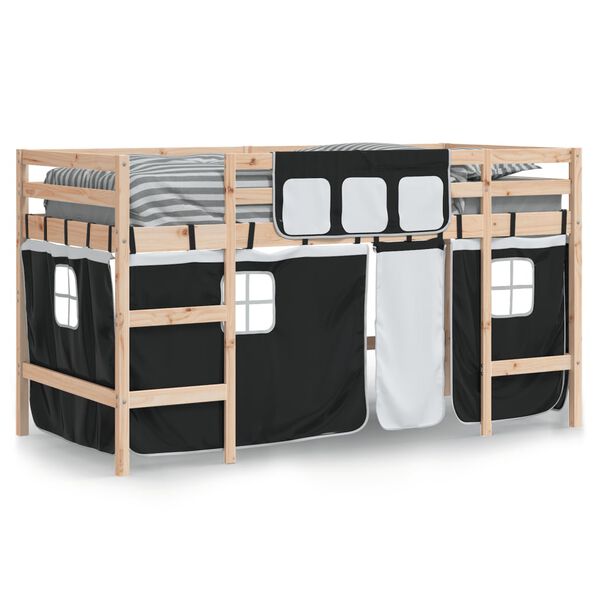 vidaXL Lit mezzanine enfants avec rideaux sans matelas 90x190 cm