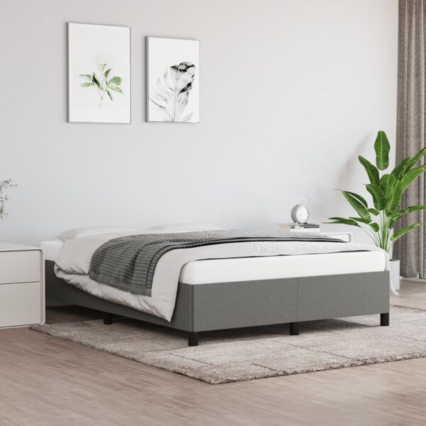 vidaXL Cadre de lit sans matelas gris fonc&eacute; 140x200 cm tissu