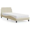 vidaXL Lit avec matelas Dover cr&egrave;me 90x190 cm tissu