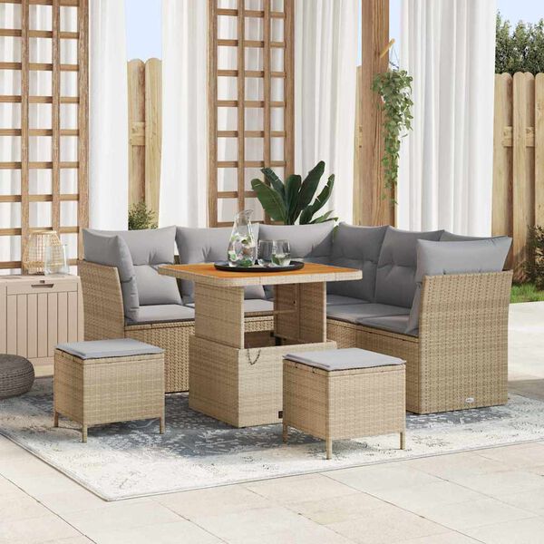 vidaXL Ensemble de canap&eacute; de jardin 8 pcs beige et gris clair