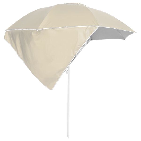 vidaXL Parasol de plage avec parois lat&eacute;rales sable 215 cm