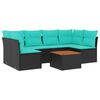 vidaXL Salon de jardin 7 pcs avec coussins noir r&eacute;sine tress&eacute;e
