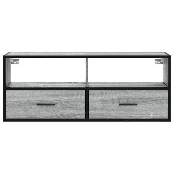 vidaXL Meuble TV sonoma gris 100x31x39,5 cm bois d'ing&eacute;nierie et m&eacute;tal