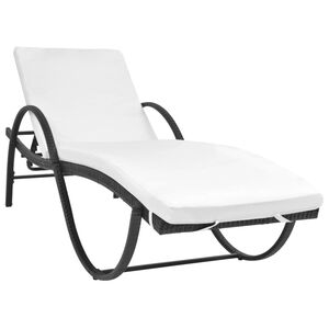 vidaXL Chaise longue avec coussin R&eacute;sine tress&eacute;e Noir