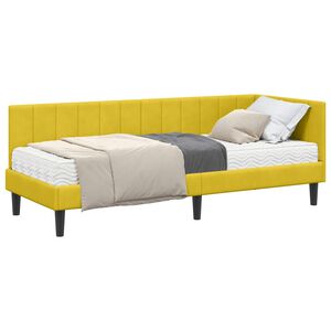 vidaXL Cadre de lit d'angle avec matelas 2 pc Jaune Velours