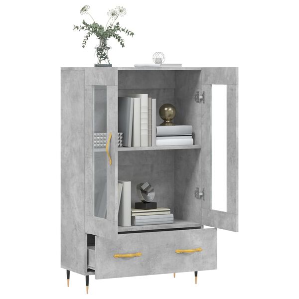 vidaXL Buffet haut gris b&eacute;ton 69,5x31x115 cm bois d'ing&eacute;nierie