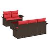 vidaXL Ensemble de canap&eacute; de jardin 6 pi&egrave;ces Beige et Rouge polyrotin
