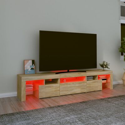 vidaXL Meuble TV avec lumières LED Chêne sonoma 200x36,5x40 cm