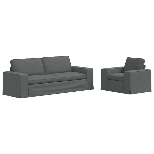 vidaXL Ensemble de Canap&eacute;s 2 pcs Gris fonc&eacute; 222 x 80 x 82 cm tissu