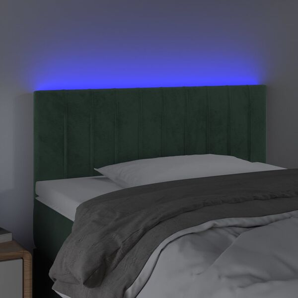 vidaXL T&ecirc;te de lit &agrave; LED Vert fonc&eacute; 90x5x78/88 cm Velours
