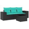 vidaXL Ensemble de canap&eacute; de jardin 4 pcs avec coussins noir r&eacute;sine tress&eacute;e