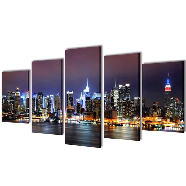 Set de toiles murales imprim&eacute;es Horizon de New York color&eacute; 100 x 50 cm