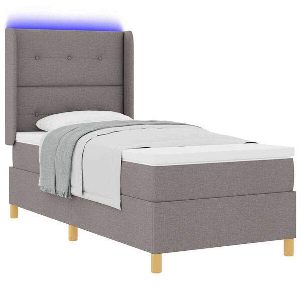 vidaXL Lit &agrave; ressorts avec matelas Taupe 140 x 200 cm tissu