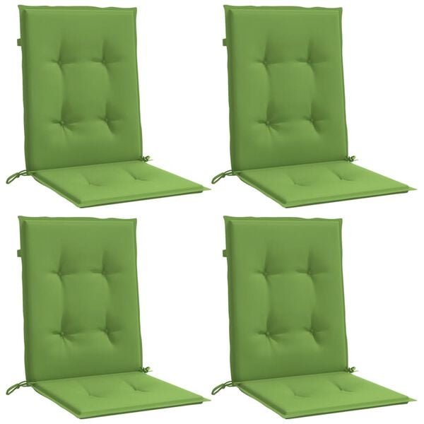 vidaXL Coussins de chaise &agrave; dossier bas lot de 4 vert m&eacute;lang&eacute; tissu