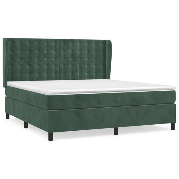 vidaXL Sommier &agrave; lattes de lit et matelas Vert fonc&eacute; 160x200cm Velours