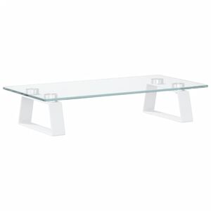 vidaXL Support de moniteur blanc 40x20x8 cm verre tremp&eacute; et m&eacute;tal