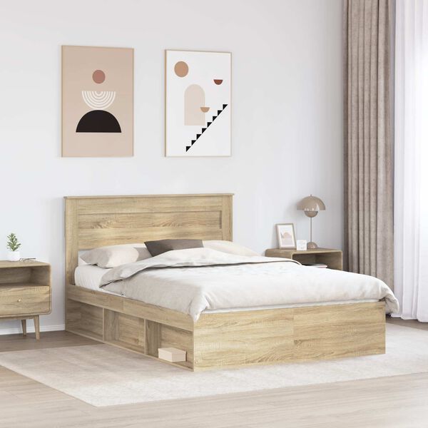 vidaXL Cadre de lit Sonoma 160 x 200 cm Bois de pin massif