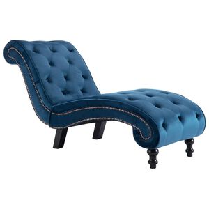 vidaXL Chaise longue Bleu Velours