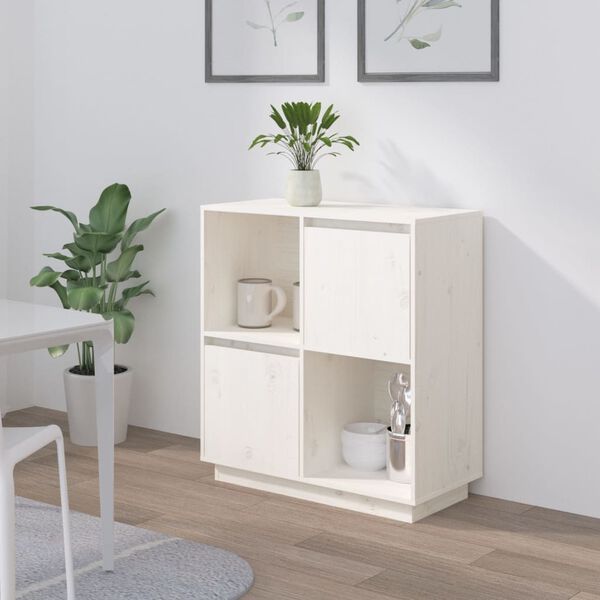 vidaXL Buffet blanc 74x35x80 cm bois massif de pin