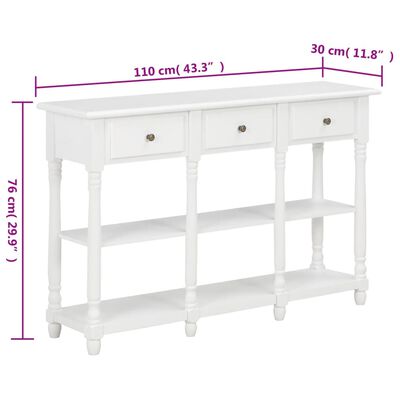 vidaXL Table console blanc 110 x 30 x 76 cm bois d'ingénierie