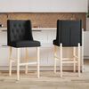 vidaXL Chaises de bar lot de 2 bois massif d'h&eacute;v&eacute;a et tissu