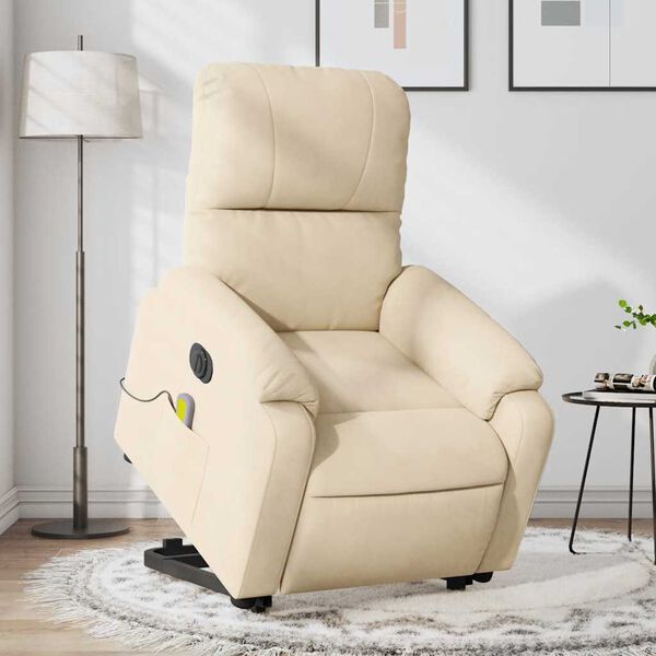 vidaXL Fauteuil inclinable de massage &eacute;lectrique cr&egrave;me