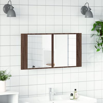 vidaXL Armoire à miroir à LED de bain chêne marron 90x12x45 cm