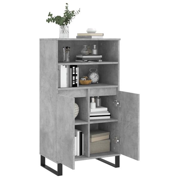 vidaXL Buffet haut Gris béton 60x36x110 cm Bois d'ingénierie