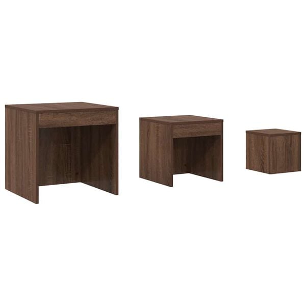 vidaXL Tables gigognes 3 pcs Ch&ecirc;ne marron Bois d'ing&eacute;nierie