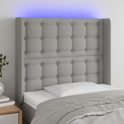 vidaXL Tête de lit à LED Gris clair 83x16x118/128 cm Tissu