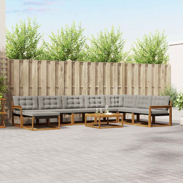 vidaXL Ensemble de canap&eacute;s d'ext&eacute;rieur 9 pcs Gris Naturel et Clair