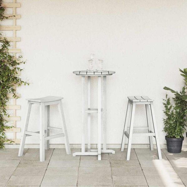 vidaXL Ensemble de bar de jardin 3 pcs Blanc HDPE