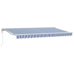 vidaXL Auvent R&eacute;tractable Bleu et Blanc 350x200 cm tissu