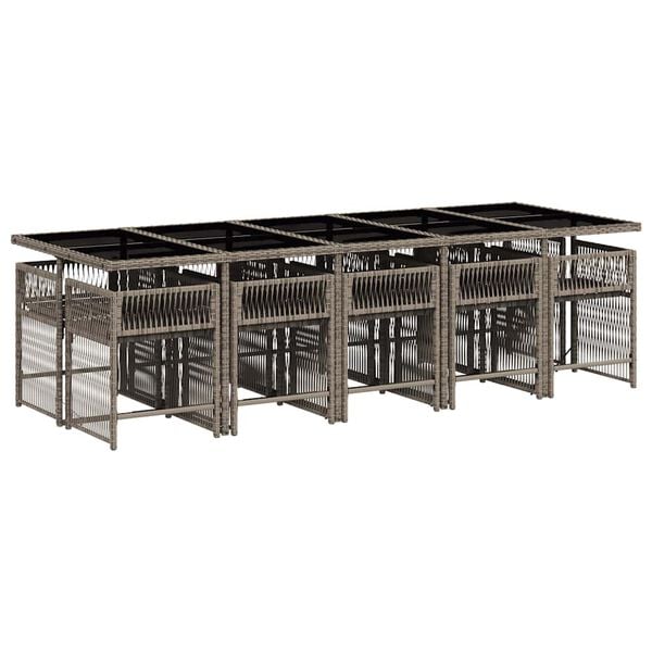 vidaXL Ensemble &agrave; manger de jardin 11pcs avec coussins gris poly rotin