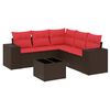 vidaXL Ensemble de canap&eacute; de jardin 6 pcs avec coussins marron r&eacute;sine tress&eacute;e