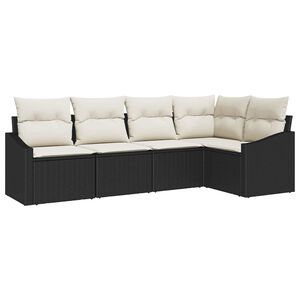 vidaXL Ensemble de canap&eacute; de jardin 5 pc Noir et Blanc polyrotin
