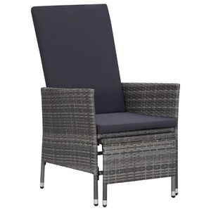 vidaXL Chaise inclinable de jardin avec coussins R&eacute;sine tress&eacute;e Gris