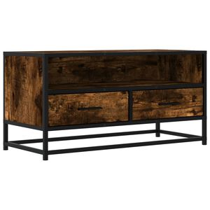 vidaXL Meuble TV ch&ecirc;ne fum&eacute; 80x34,5x40 cm bois d'ing&eacute;nierie et m&eacute;tal