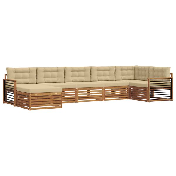 vidaXL Ensembles de canap&eacute;s avec coussin 7 pcs Naturel et Beige