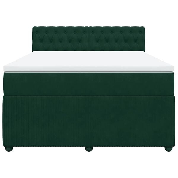 vidaXL Sommier &agrave; lattes de lit et matelas Vert fonc&eacute; 140x190cm Velours