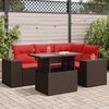 vidaXL Salon de jardin avec coussins 5pcs marron r&eacute;sine tress&eacute;e acacia