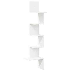 vidaXL &Eacute;tag&egrave;re d'angle murale blanc 32x32x127,5 cm bois d'ing&eacute;nierie