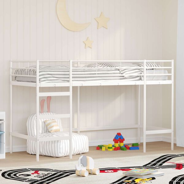 vidaXL Lit mezzanine pour enfants Blanc 74,5 x 190 cm Acier