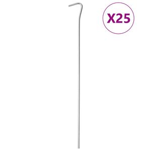 vidaXL Piquets de tente 25 pcs 30 cm &Oslash;4 mm acier galvanis&eacute;