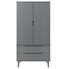 vidaXL Garde-robe MOLDE Gris 90x55x175 cm Bois massif de pin