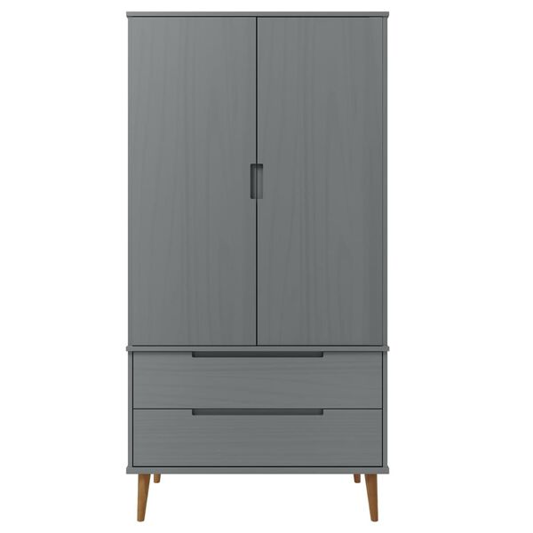 vidaXL Garde-robe MOLDE Gris 90x55x175 cm Bois massif de pin