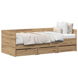 vidaXL Lit d'appoint Ch&ecirc;ne artisanal 90 x 200 cm Bois d'ing&eacute;nierie